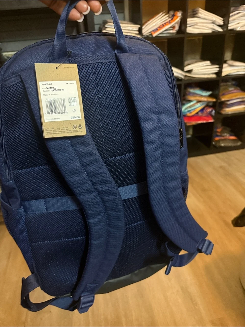 Nike Men's Dark Blue Swoosh Backpack with Black Base
